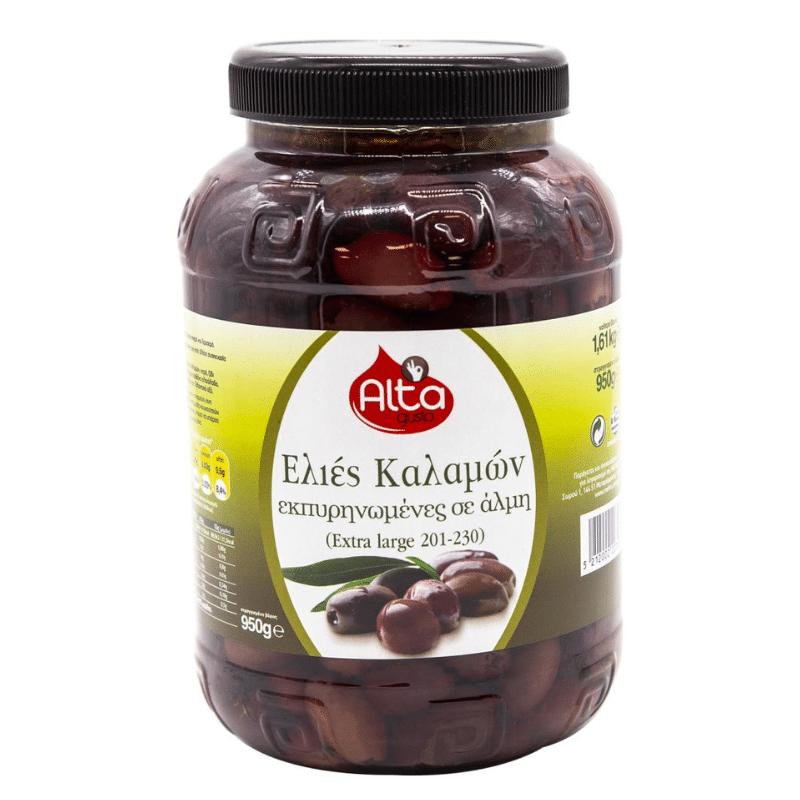 Kalamata Oliven 201-230 entsteint (1,61 Kg) Alta Gusto von Alta Gusto bei Araxxon  - Hochwertiges griechisches Produkt.   Kalamata Oliven 201-230 entsteint (1,61 Kg) Alta Gusto από Alta Gusto στο Araxxon  - Αυθεντικό ελληνικό προϊόν.